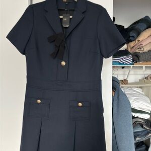 Maje Navy Mini Dress with Black Bow